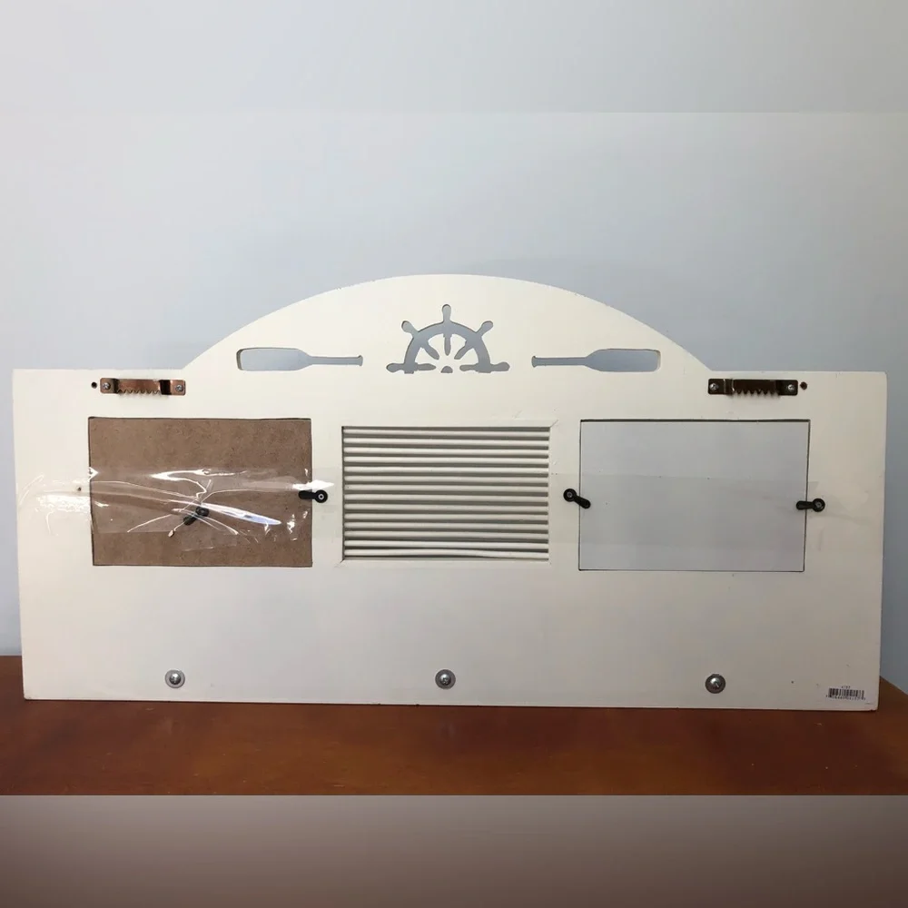 NEW Nautical Coastal Wall Shelf With Pegs & Photo Slots